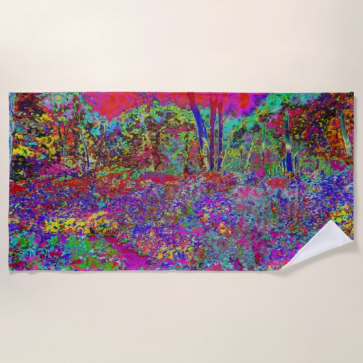 Psychedelische Impressionistische Tuin Landschap Strandlaken (Voorkant)