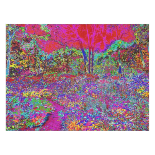 Psychedelische Impressionistische Tuin Landschap Tafelkleed (Voorkant (Horizontaal))