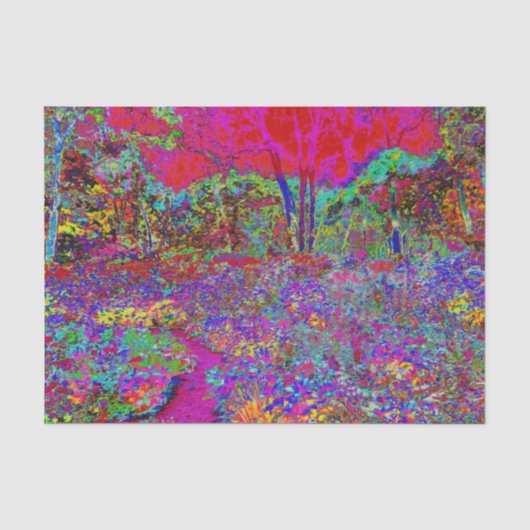 Psychedelische Impressionistische Tuin Landschap Tissuepapier (Voorkant)