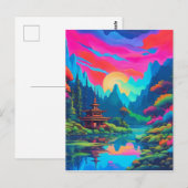 Psychedelische Japanse Landschapskunst Briefkaart (Voorkant / Achterkant)