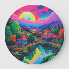 Psychedelische Japanse Landschapskunst Grote Klok