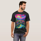 Psychedelische Japanse Landschapskunst T-shirt (Voorkant volledig)