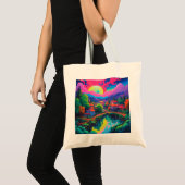 Psychedelische Japanse Landschapskunst Tote Bag (Voorkant (product))