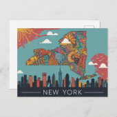 Psychedelische kaart van New York | Levendige stad (Voorkant / Achterkant)