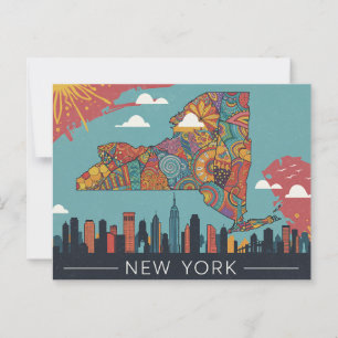 Psychedelische kaart van New York   Levendige stad