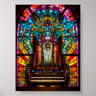 Psychedelische Kaleidoscoop Pijporgel Gebrandschil Poster
