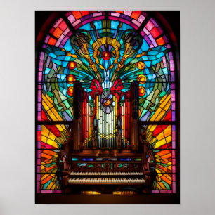 Psychedelische Kaleidoscoop Pijporgel Gebrandschil Poster
