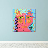 Psychedelische kat Abstract schilderij Canvas Afdruk (Insitu (Houten vloer))