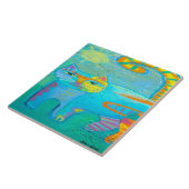 Psychedelische Kat Abstracte kat schilderen Tegeltje (Zijkant)