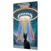 Psychedelische kat en ufo | Grappige buitenaardse Klembord (Links)