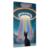 Psychedelische kat en ufo | Grappige buitenaardse Klembord (Rechts)