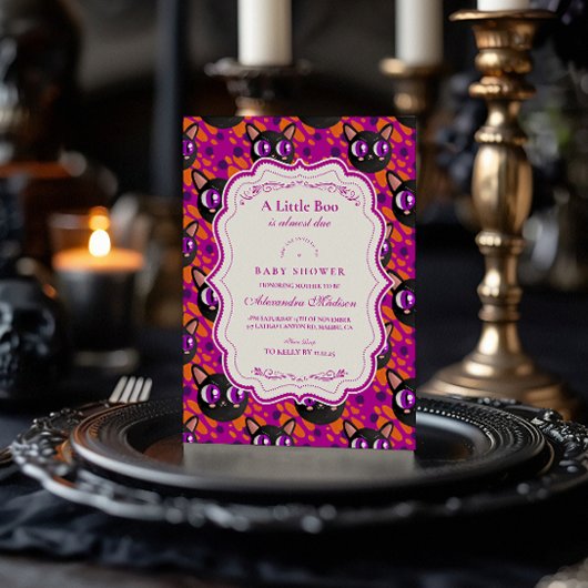 Psychedelische kat Halloween Baby shower Kaart
