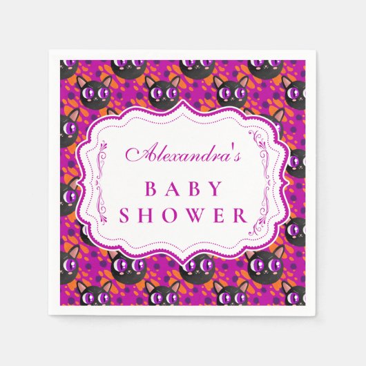 Psychedelische kat Halloween Baby shower Servet (Voorkant)