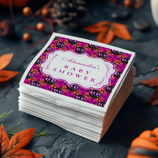 Psychedelische kat Halloween Baby shower Servet