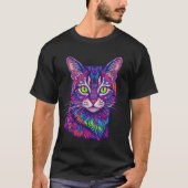 Psychedelische kat illustratie t-shirt (Voorkant)