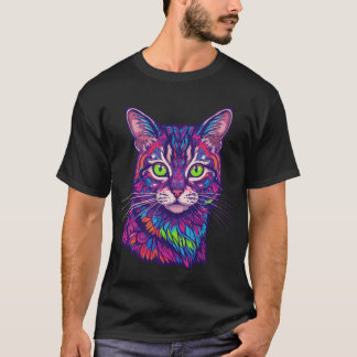 Psychedelische kat illustratie t-shirt