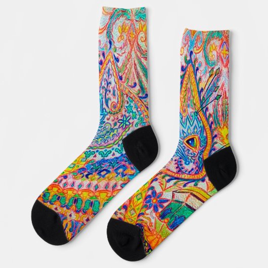 Psychedelische Kat, Louis Wain Sokken (Links)
