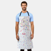 Psychedelische kat met confetti. Editable-naam Schort (Gedragen)