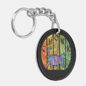 Psychedelische kat - Trippy Feline Art Sleutelhanger (Voorkant Links)