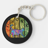 Psychedelische kat - Trippy Feline Art Sleutelhanger (Achterkant)