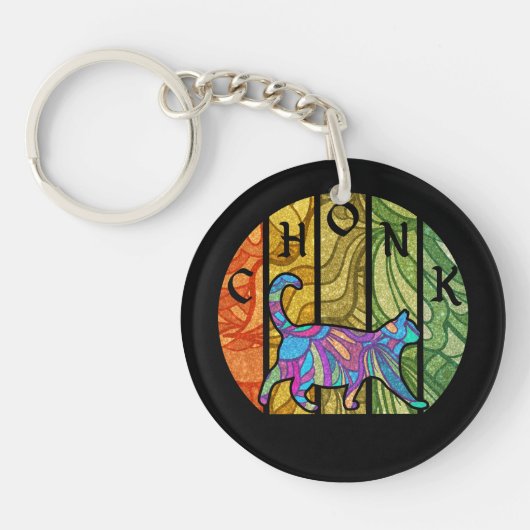 Psychedelische kat - Trippy Feline Art Sleutelhanger (Voorkant)