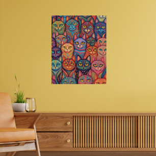 Psychedelische katten. Hippie, Boheems, BoHo Poster