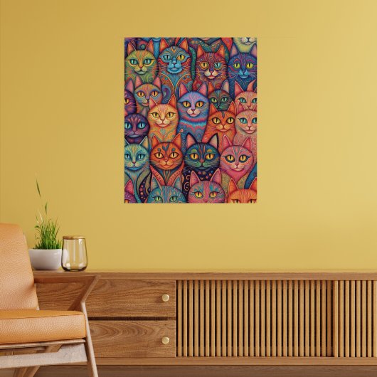 Psychedelische katten. Hippie, Boheems, BoHo Poster (Woonkamer 2)