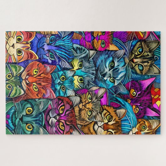 Psychedelische katten legpuzzel (Horizontaal)