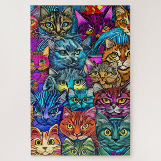Psychedelische katten legpuzzel