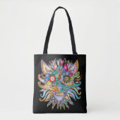 psychedelische kattencanvas tas (Voorkant)