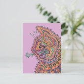 Psychedelische kattenillustratie Louis Wain Briefk Briefkaart (Staand voorkant)