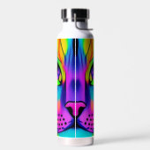 Psychedelische kattenkleurige paarse fuschia groen waterfles (Links)