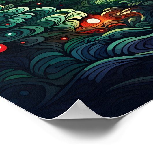 Psychedelische kerstboom poster (Hoek)