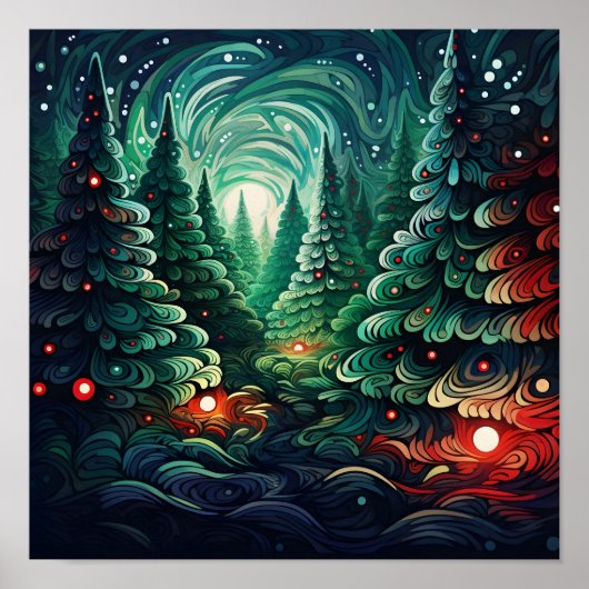 Psychedelische kerstboom poster (Voorkant)