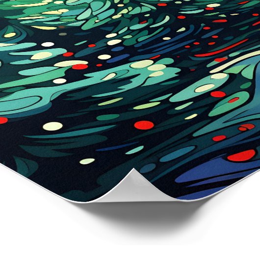 Psychedelische kerstboom poster (Hoek)