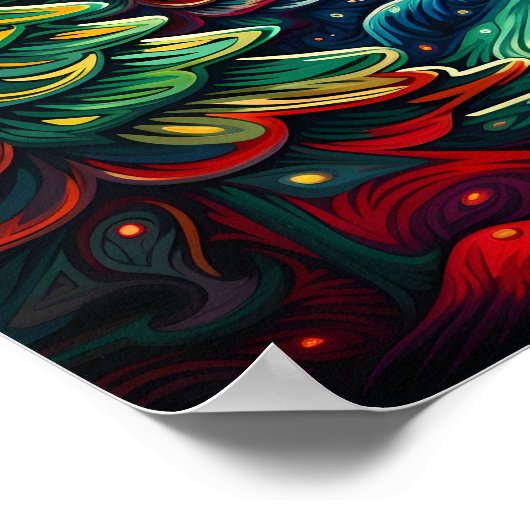 Psychedelische kerstboom poster (Hoek)