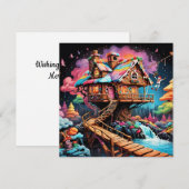 psychedelische kerstboomhuis gemberkoek  feestdagenkaart (Voorkant / Achterkant)