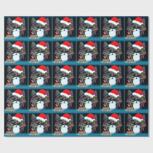 Psychedelische kerstkat cadeaupapier (Vlak)