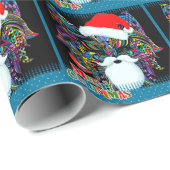 Psychedelische kerstkat cadeaupapier (Rol Hoek)
