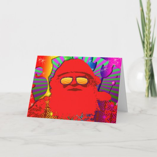Psychedelische Kerstman - Koele Yule Feestdagen Kaart (Voorkant)