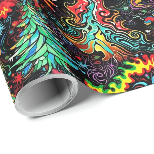 Psychedelische Kerstmis #2 Cadeaupapier (Rol Hoek)