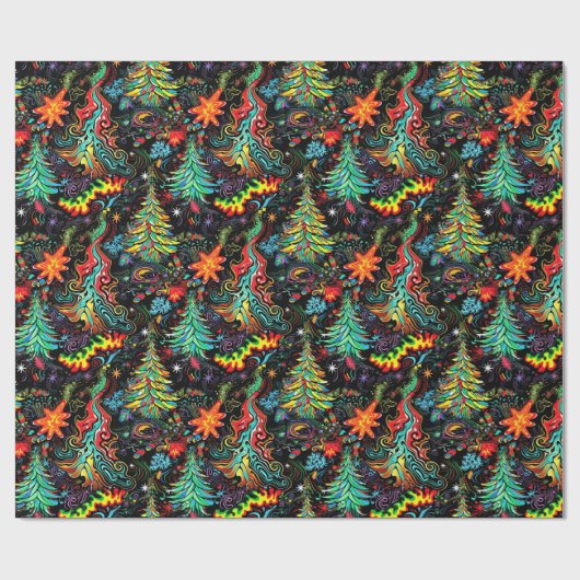 Psychedelische Kerstmis #2 Cadeaupapier (Vlak)