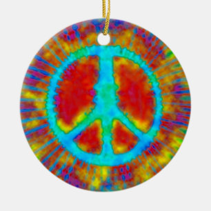 Psychedelische Kerstmis van het Teken van de Vrede Keramisch Ornament