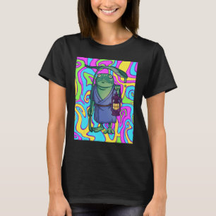 Psychedelische kikker met lantaarn die de trippie t-shirt