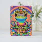 Psychedelische kikker vibes voor zelfvertrouwen RSVP kaartje (Staand voorkant)