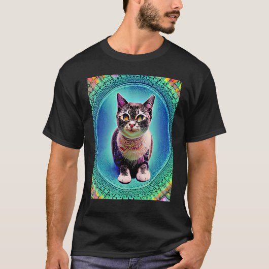 Psychedelische Kitty Kitten In Kat Stijl 1 T-shirt (Voorkant)