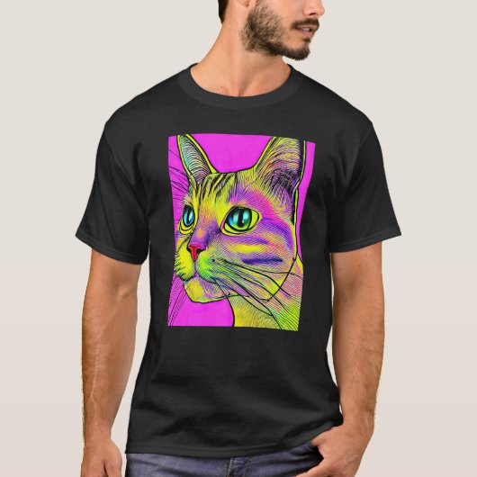 Psychedelische Kitty Kitten In Kat Stijl 2 T-shirt (Voorkant)
