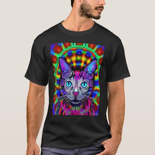 Psychedelische Kitty Kitten In Kat Stijl 4 T-shirt (Voorkant)