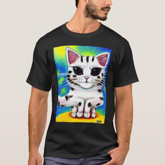 Psychedelische Kitty Kitten In Kattenstijl 3 T-shirt (Voorkant)