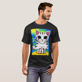Psychedelische Kitty Kitten In Kattenstijl 3 T-shirt (Voorkant volledig)